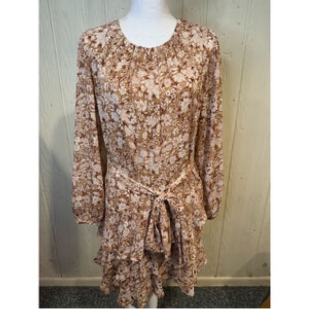 Express Brown and White Floral Dress